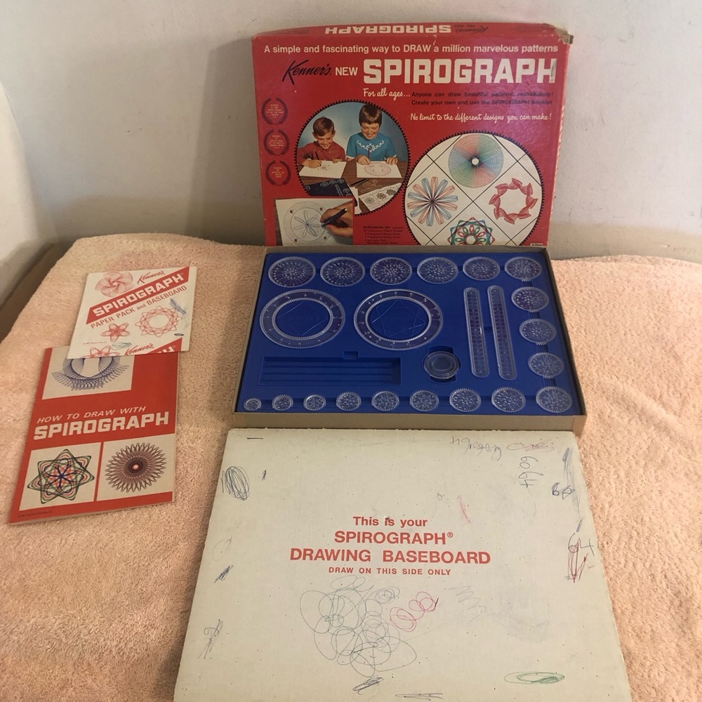 Vintage 1967 Kenner Spirograph #401 Missing Ink Pens & Push Pins